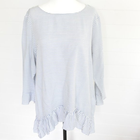 Womens blue and white striped blouse - Picture 1 of 7